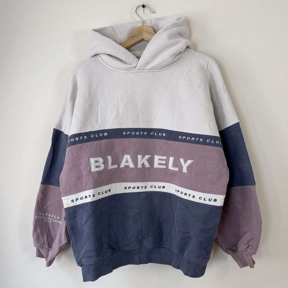 Women's Blakely Sports Club Oversized Hoodie Blue Cream Hoodie - Small